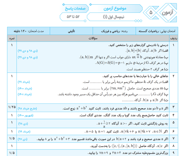 موج۲۰ ریاضیات گسسته دوازدهم نشر الگو